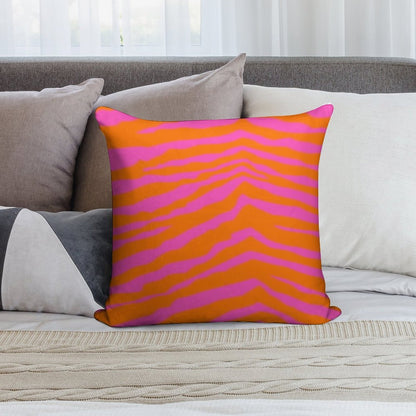 Pink And Orange Zebra Print Soft High-Density Material Throw Pillow