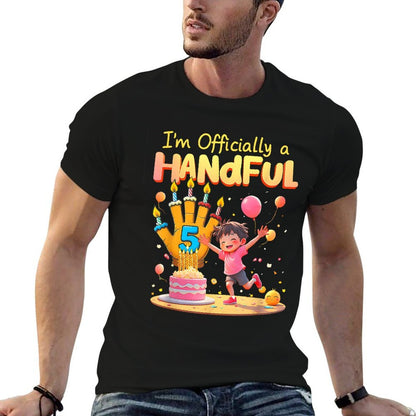 Kid Im Officially A Handful Five Year Old 5Th Birthday Party  Graphic-printed T-Shirt
