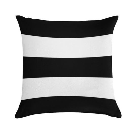 Black & White Wide Horizontal Stripes #2 Soft Gift Ready Throw Pillow