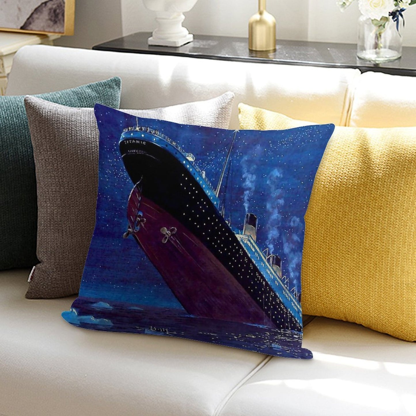 Titanic Sinking Soft Decorative Cover Throw Pillow