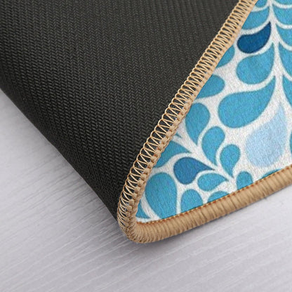 Water Drops Flourish Pattern, Ornamental Style Seamless Pattern,  Easy Maintenance Bath Mat