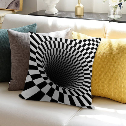 Black And White Optical Illusion Soft Gift Ready Throw Pillow
