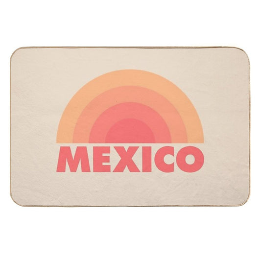 Mexico Retro Rainbow Orange  High-Traffic Bath Mat