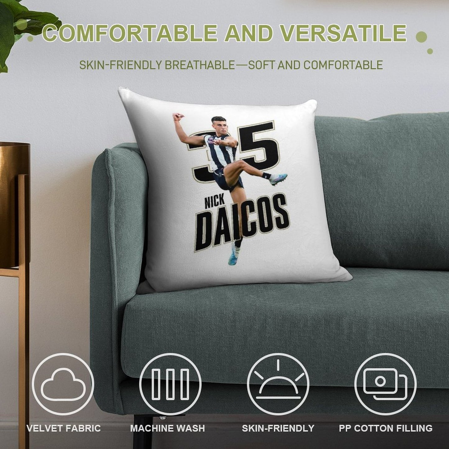 Nick Daicos Soft Multiple Sizes Throw Pillow