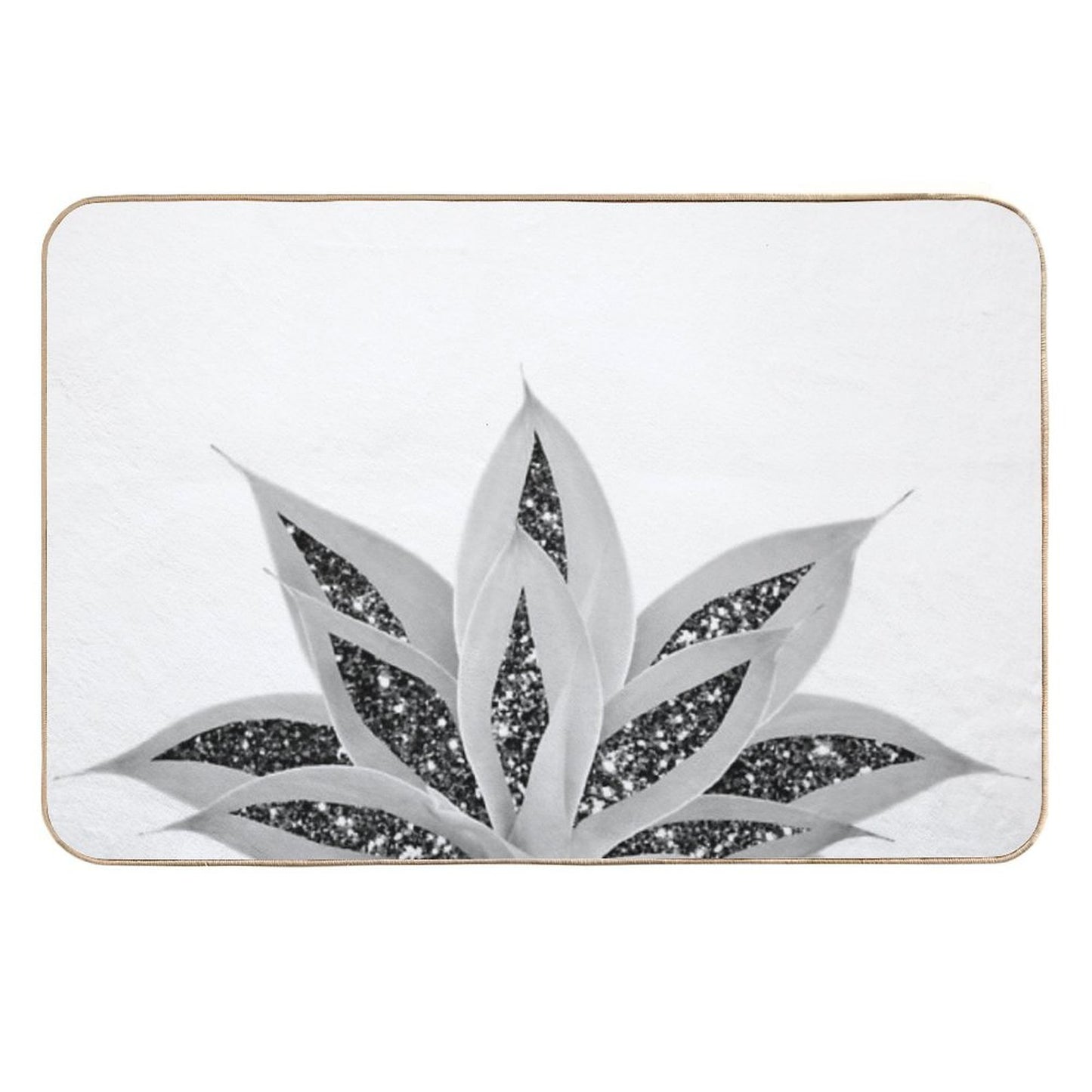 Gray Agave with Black Silver Glam #1 (Photo of Glitter Only - Not Reflective)  Slip-Resistant Bath Mat