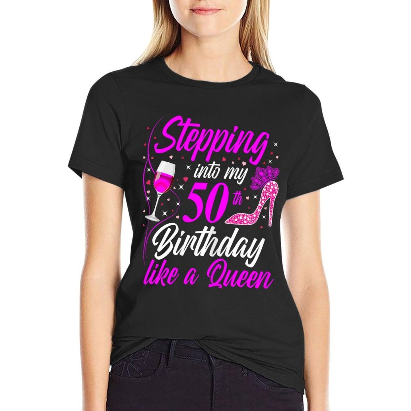Stepping Into My 50th Birthday Like A Queen I 50th Birthday  Trendy Pattern T-Shirt