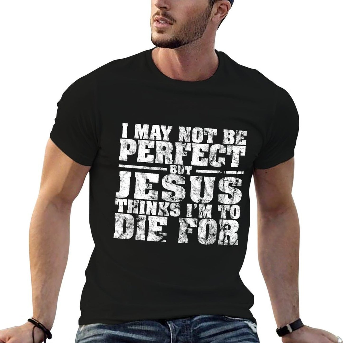 Not Perfect But Jesus Died for Me - Christian Jesus  Moisture-wicking T-Shirt