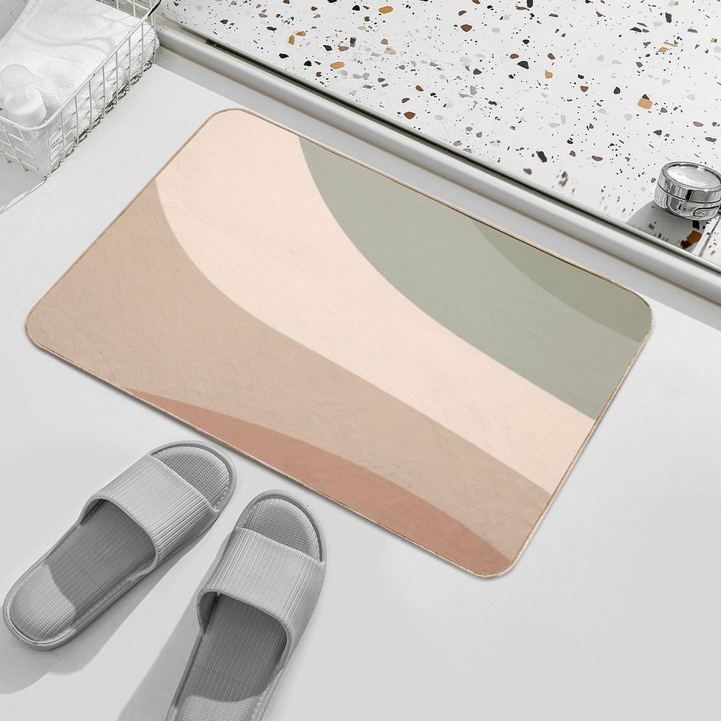 Pastel Color Abstract, Minimalist Art, Simple Pattern, Wave Abstract  Absorbent Bath Mat