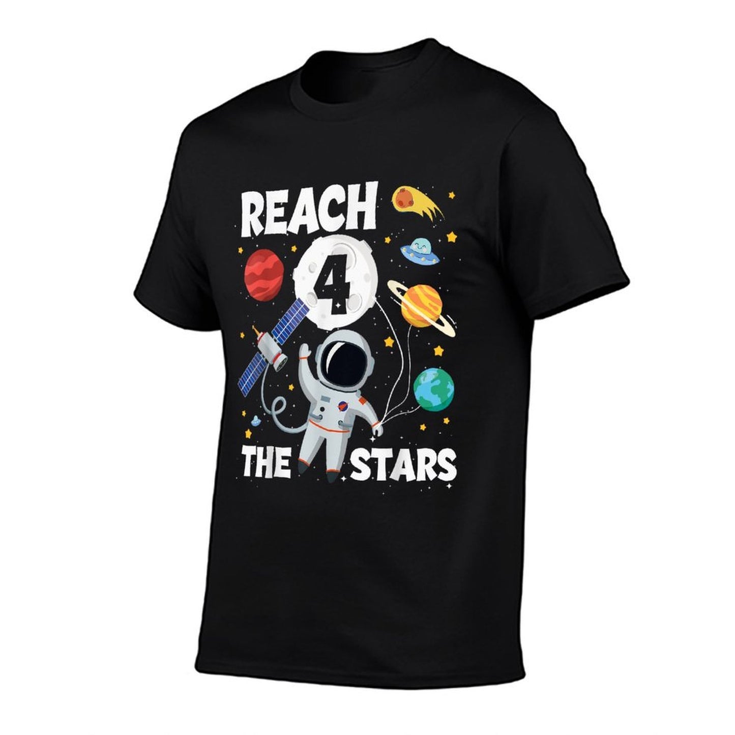 Reach Four The Stars 4 Years Old Birthday Boy Astronaut 4th  Eco-friendly Material T-Shirt