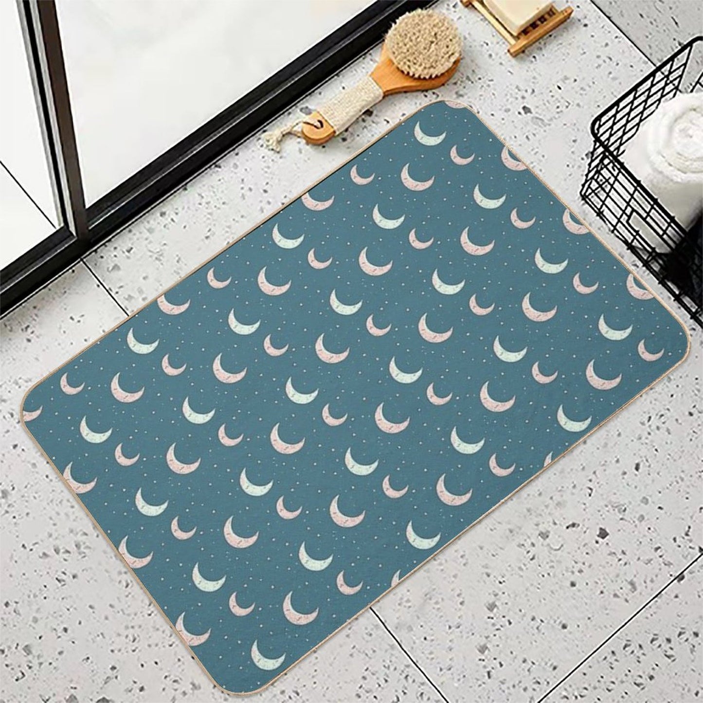 Teal Moon  Fade-Resistant Bath Mat