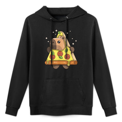 Cute Kawaii Capybara Pizza Japanese Anime Foodie Meme Kangaroo Pocket Hoodie