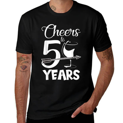 Cheers to 50 Years 50th Birthday Drinking Team Wine Beer  Oversized Silhouette T-Shirt
