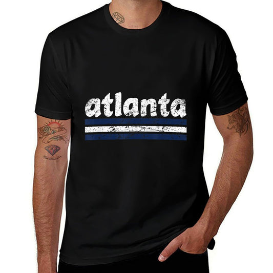 Atlanta Georgia Three Stripe Vintage Weathered  Stretchy T-Shirt