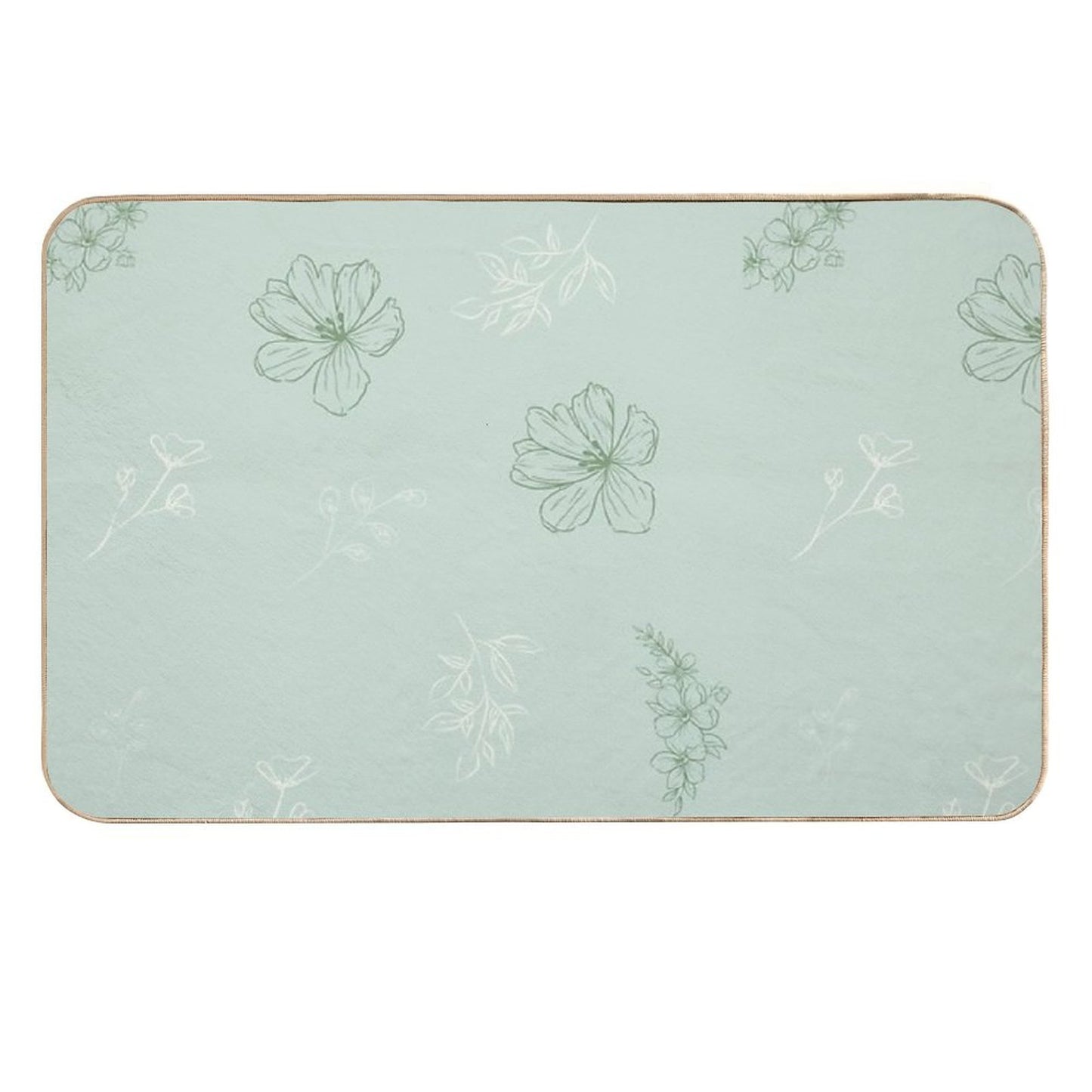 Green Flower Pattern  Fade-Resistant Bath Mat
