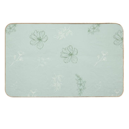 Green Flower Pattern  Fade-Resistant Bath Mat