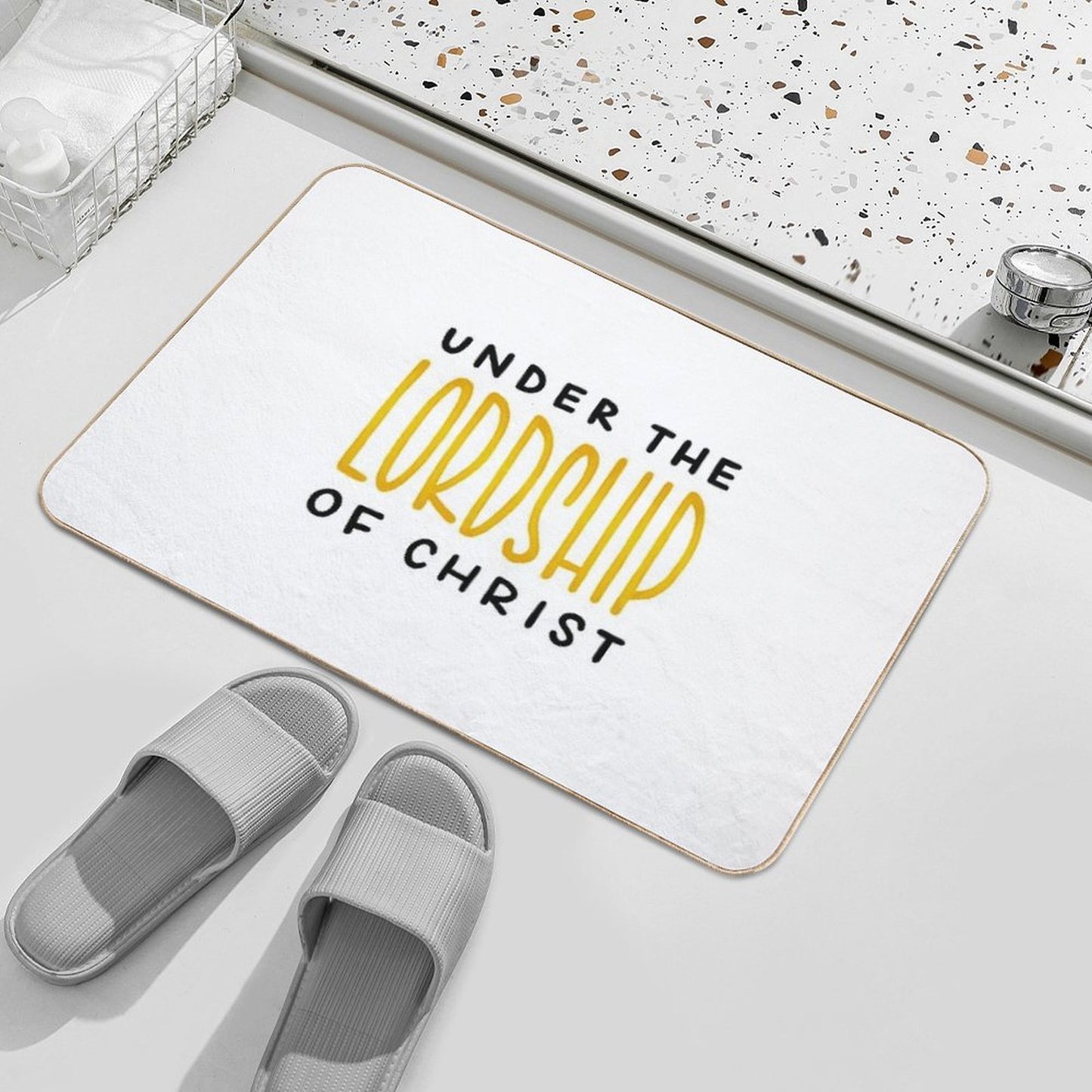 UNDER THE LORDSHIP OF CHRIST (BLACK)  Fade-Resistant Bath Mat