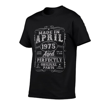 50 Year Old Vintage Made In April 1975 50th Birthday Men Dad  Ribbed Collar T-Shirt
