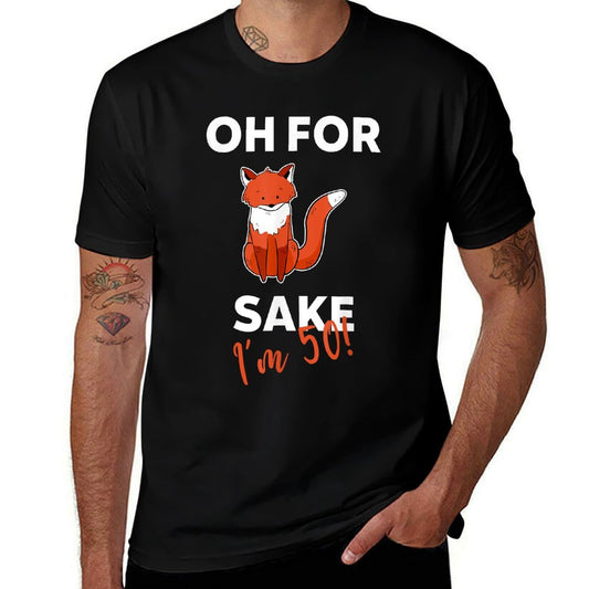Oh For Fox Sake Funny Pun Sarcastic for 50th Birthday  Heathered Texture T-Shirt