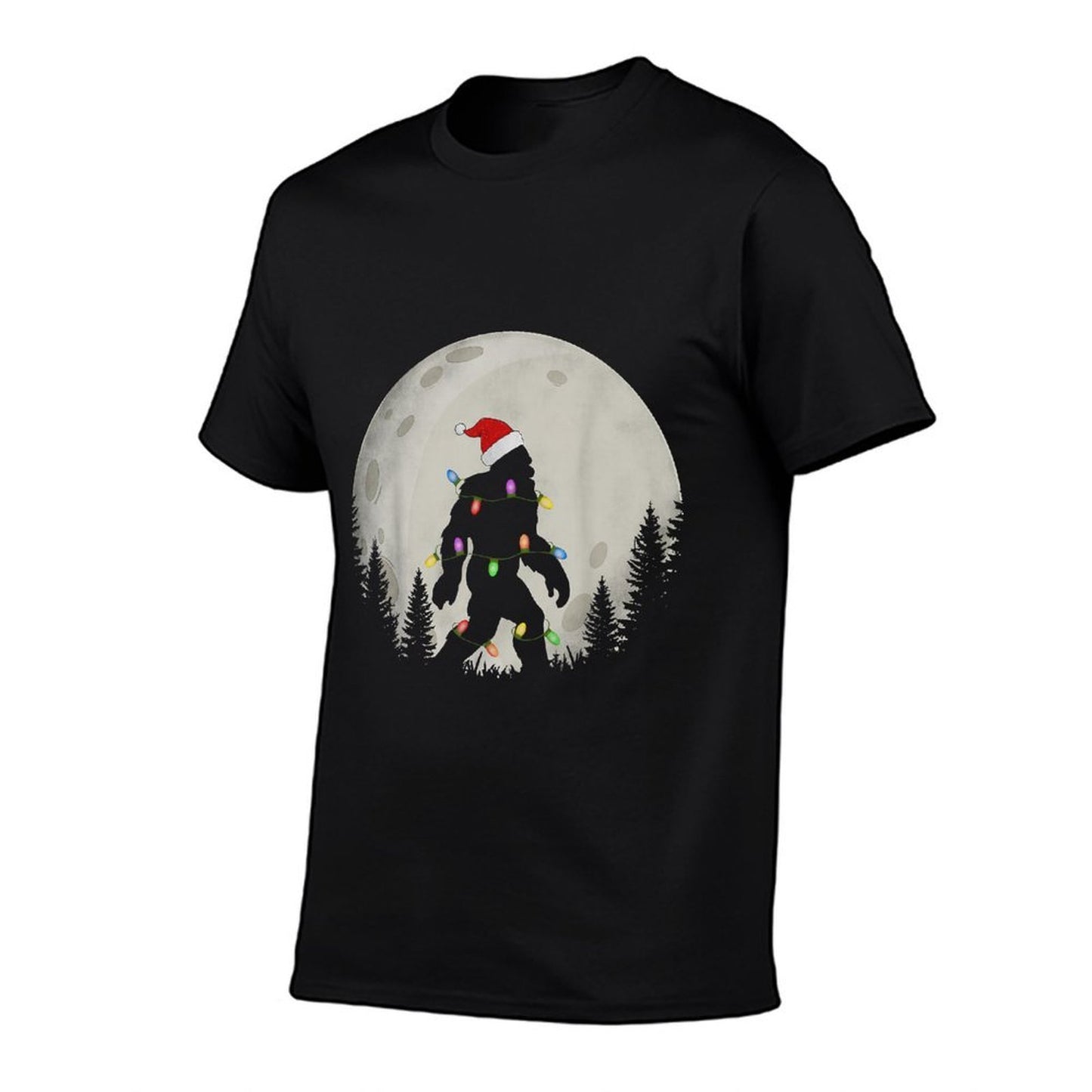 Funny Christmas Bigfoot Santa Hat Moon Sasquatch Kids Mens  Eco-friendly Material T-Shirt