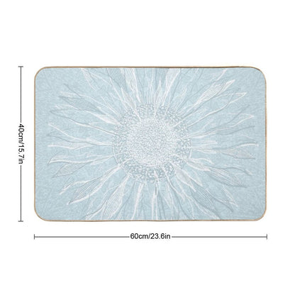 Mandala Flower of Life, Sunflower, Soft Teal  Versatile Bath Mat