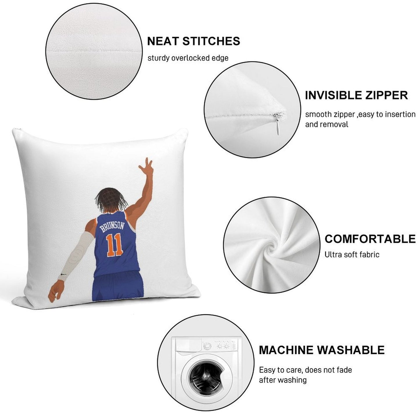 JALEN BRUNSON Soft Bedroom Essential Throw Pillow
