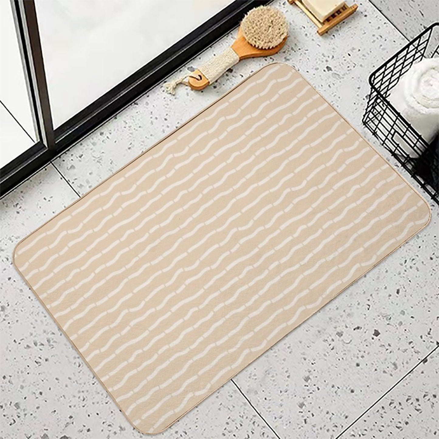 Boho Sand Dunes Cream on Light Tan  Non-Slip Bath Mat