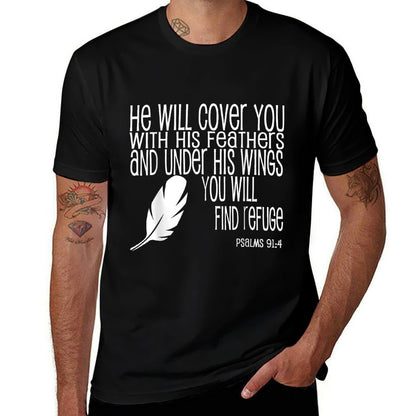 Under His Wings Find Refuge Psalms 914 Christian  Relaxed-fit T-Shirt