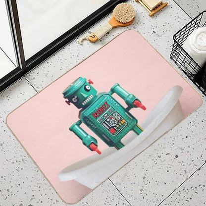 Playing Robot in Bathtub#pink  Odorless Bath Mat