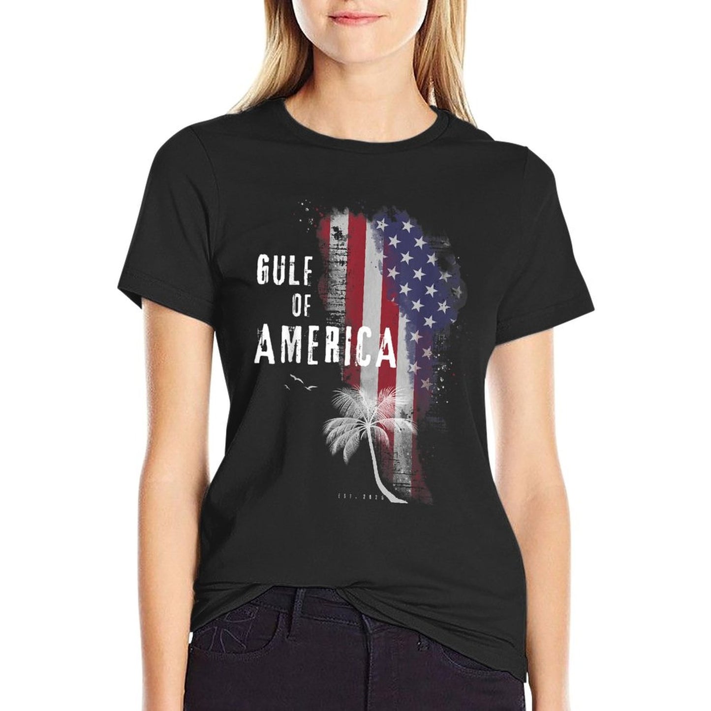 Gulf of USA Vintage Flag America 2025 Men Women Comfortable T-Shirt