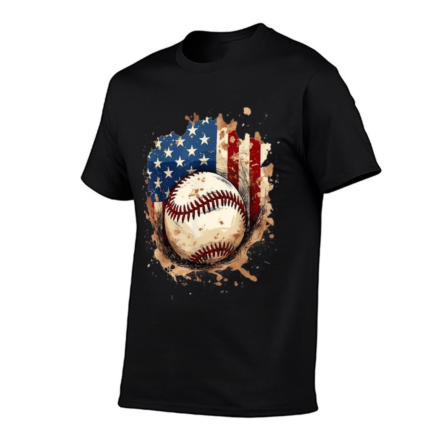 Patriotic Baseball 4th Of July Men USA American Flag Boys  Stretchy T-Shirt