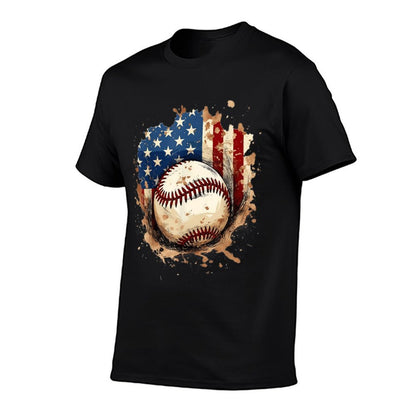 Patriotic Baseball 4th Of July Men USA American Flag Boys  Stretchy T-Shirt