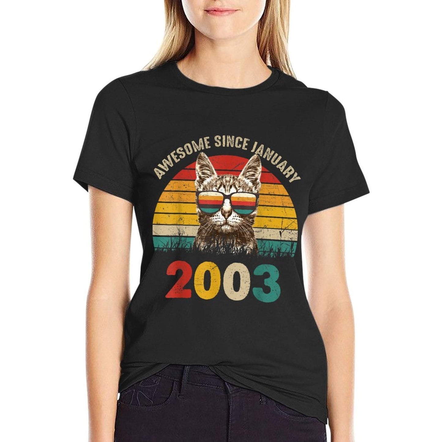 Awesome Since January 2003 Vintage Cat 21st Birthday Comfortable T-Shirt