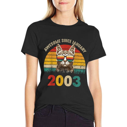 Awesome Since January 2003 Vintage Cat 21st Birthday Comfortable T-Shirt