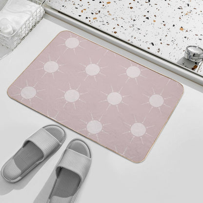 Pretty Polka Dots Sun Pattern Boho Aesthetic In Muted Colors Gray Pink  High-Traffic Bath Mat