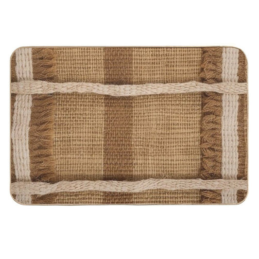 Woven Grid Texture in Earthy Jute And Cotton  Toxin-Free Bath Mat