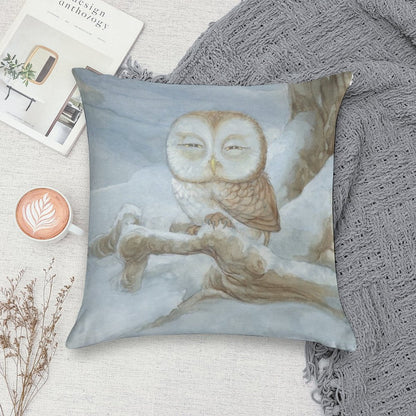 Sleepy Owl Soft High-Density Material Throw Pillow