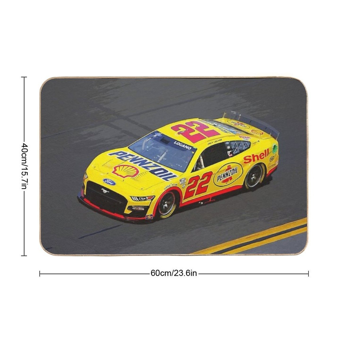 Joey Logano Racing His 2023 Nascar Racecar from Above  Slip-Resistant Bath Mat
