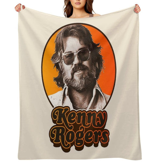 Retro Kenny Rogers Country Tribute Plush Throw Blanket