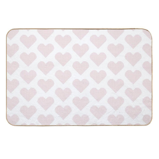 Blush Pink Heart Gingham Sweetness  Eco-Friendly Bath Mat