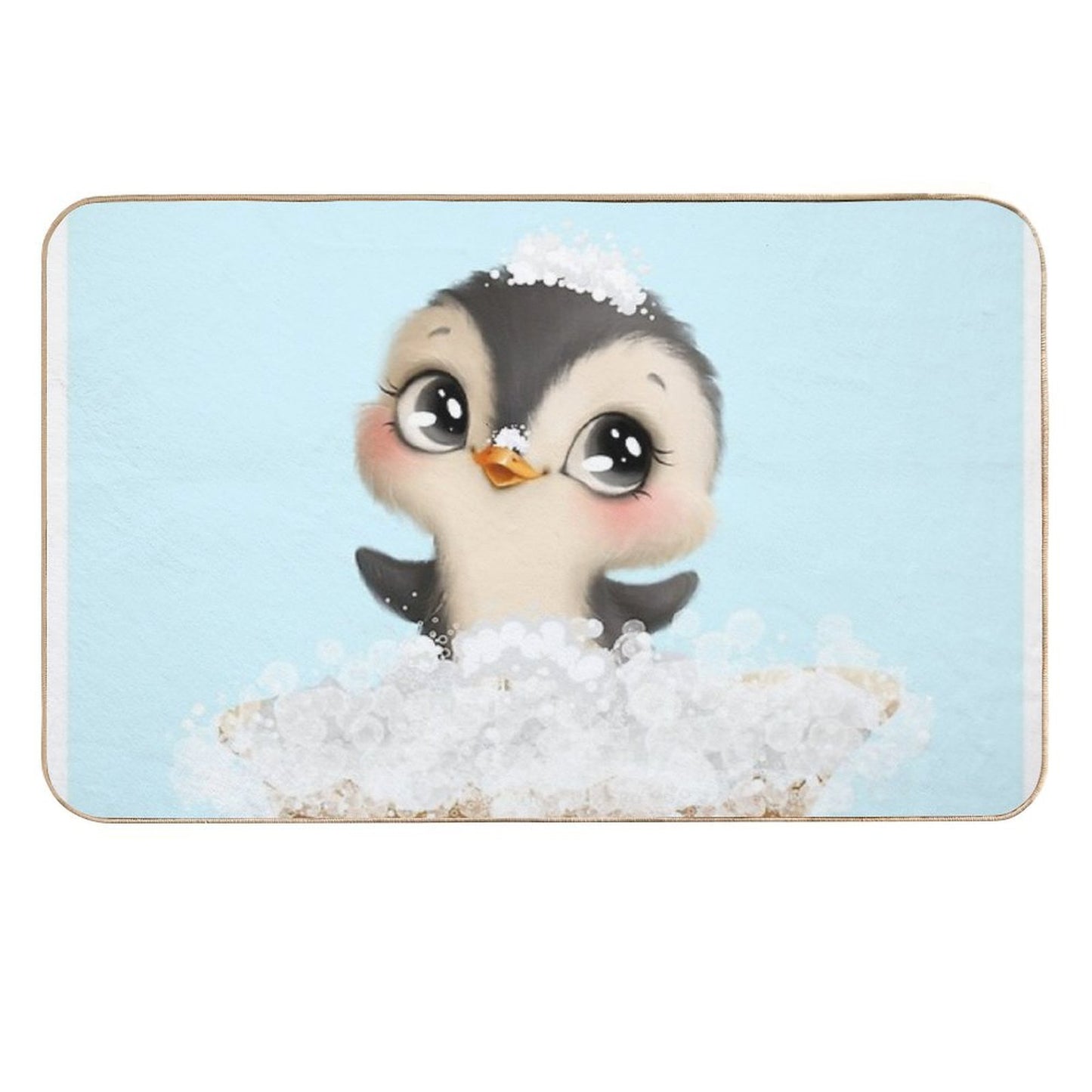 Cute Baby Penguin in A Bathtub, Boys Bathroom Print, Baby Animals in Tub, Whimsy Animal, Kids Bathroom Art  Stain-Proof Bath Mat