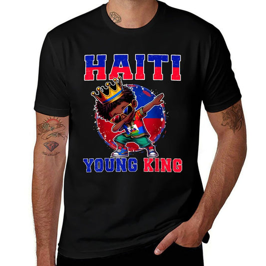 Haiti Young King Haiti Flag Melanin for Black Boys Kids  Eco-friendly Material T-Shirt