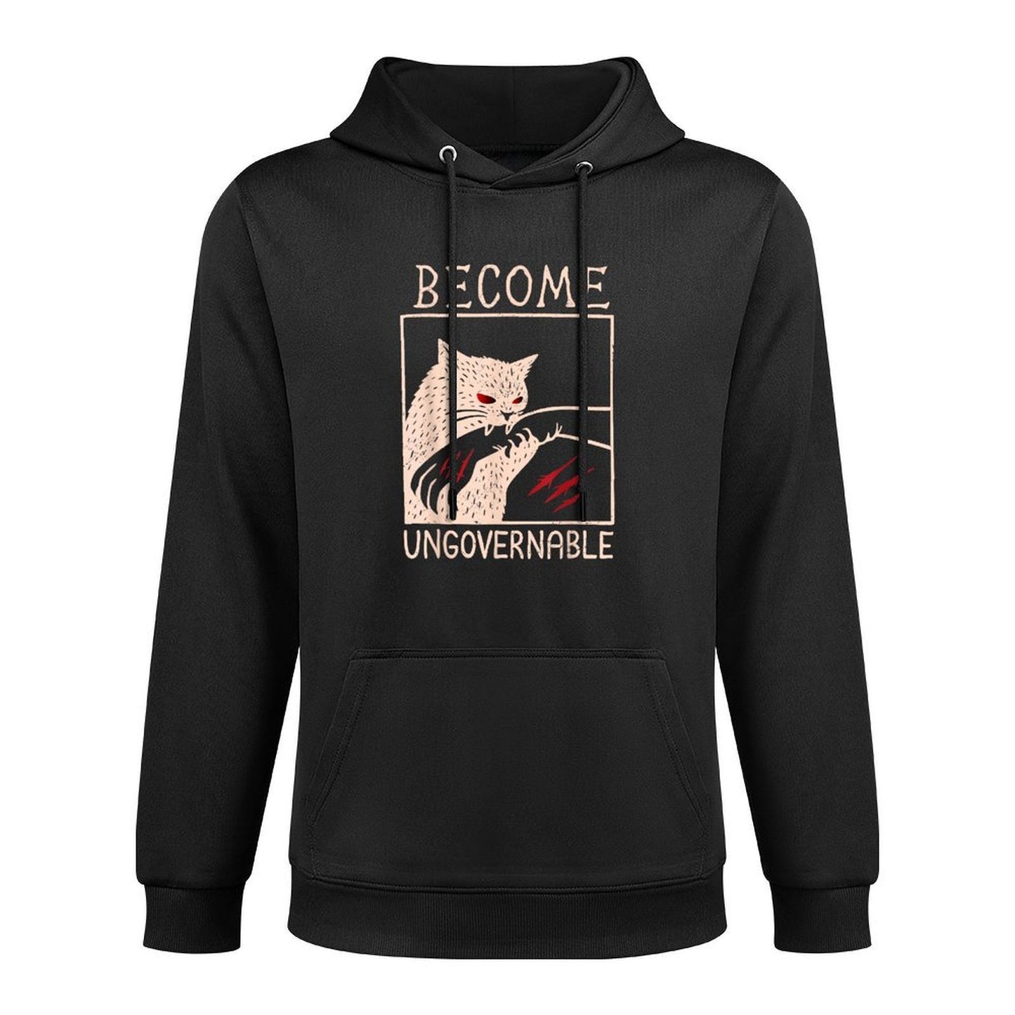 Become Ungovernable Cat Biting Hand Funny Meme Unisex Design Hoodie