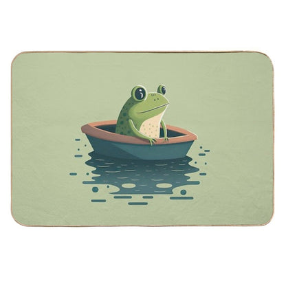 Cute Frog on A Journey Durable Bath Mat