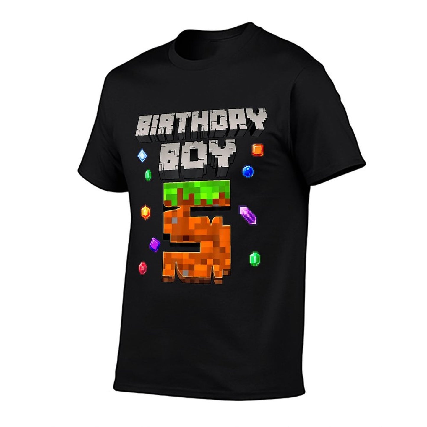 Kids 5th Birthday Boy 5 Video Gamer Pixel, Boy 5 Year Old  High-quality Stitching T-Shirt