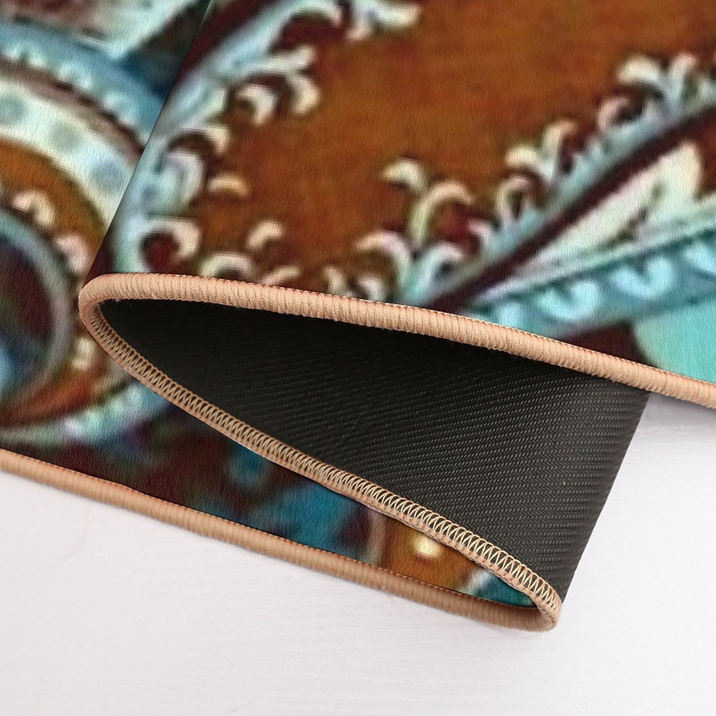 Turquoise Brown Vintage Paisley  Easy To Clean Bath Mat