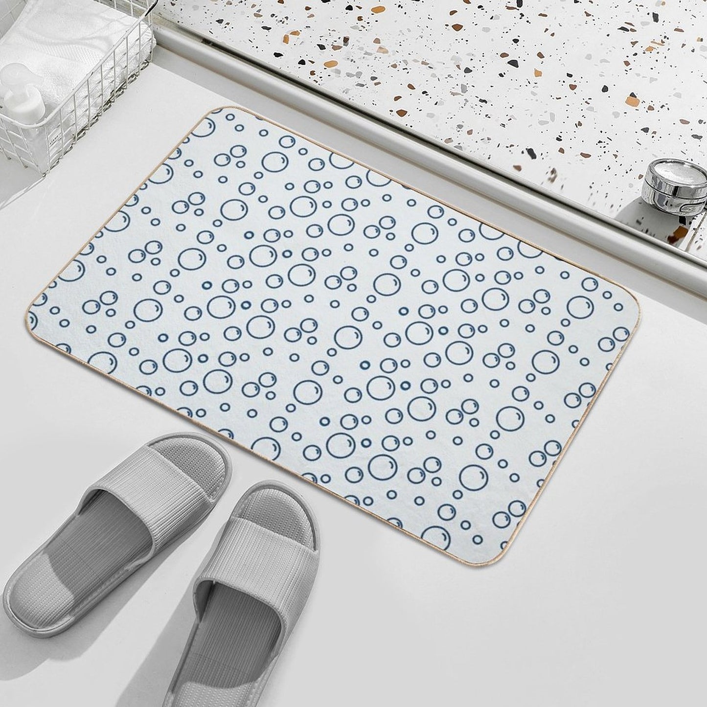 Blue Bubbles Pattern  Easy To Clean Bath Mat
