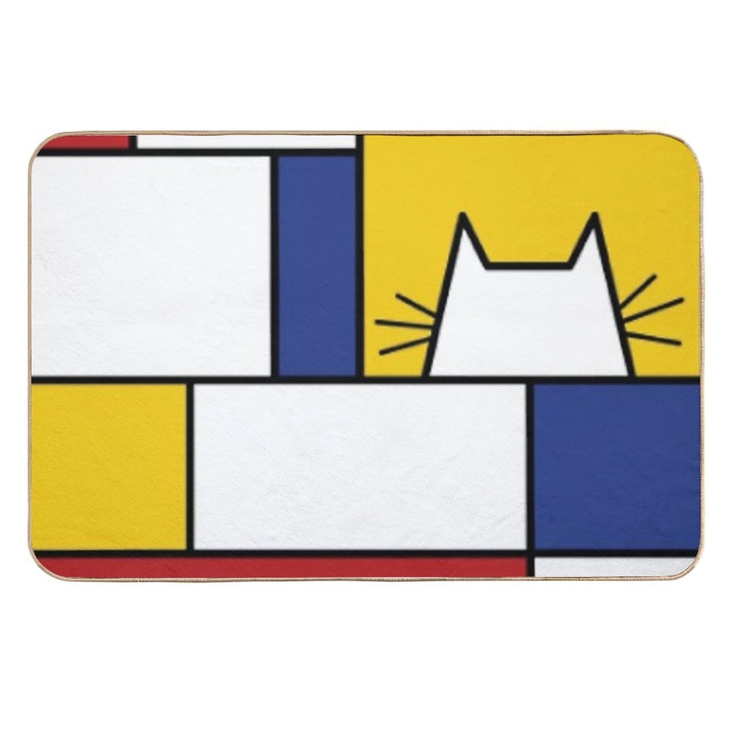 Piet Mondrian Art Cat Geometric Simple Polychromatic Design  Long-Lasting Bath Mat