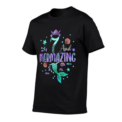 Its My Mermazing 7th Birthday Mermaid Girl Theme 7 Yrs Old  Lightweight T-Shirt