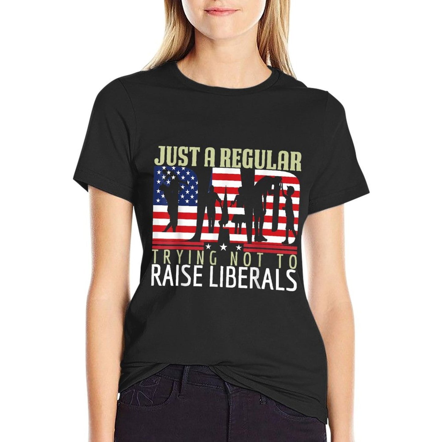 Just A Regular Dad Trying Not To Raise Liberals Father's Day  Heathered Texture T-Shirt