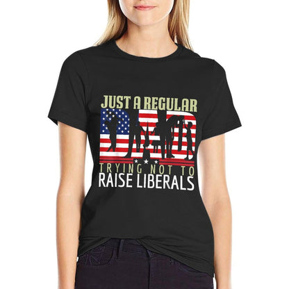 Just A Regular Dad Trying Not To Raise Liberals Father's Day  Heathered Texture T-Shirt